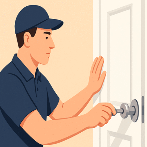 Türöffnung Hochheim am Main 24/7 Notdienst – Illustration eines Mitarbeiters beim Türöffnen